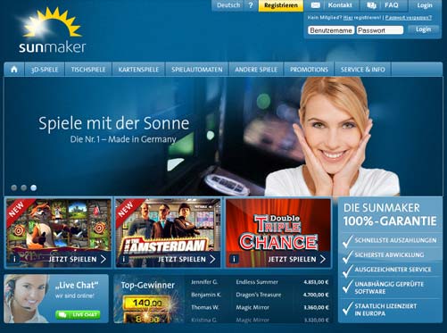 Sunmaker Casino Webseite